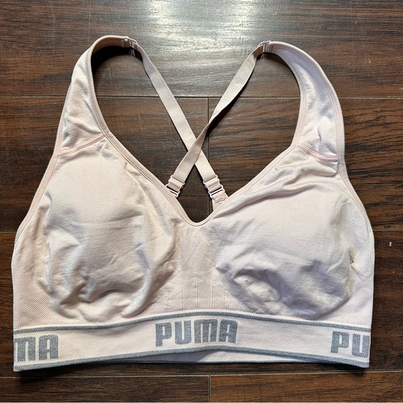 Puma Pink Fitness Running Racerback Sports Bra - Picture 1 of 4